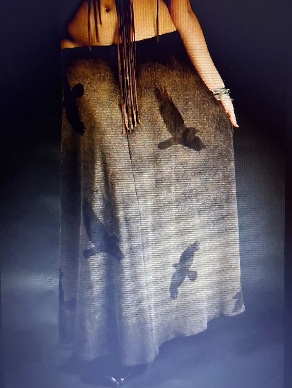 WINGS OF SIN: MURDER OF CROWS MAXI SKIRT XL HAND PAINTED RARE!